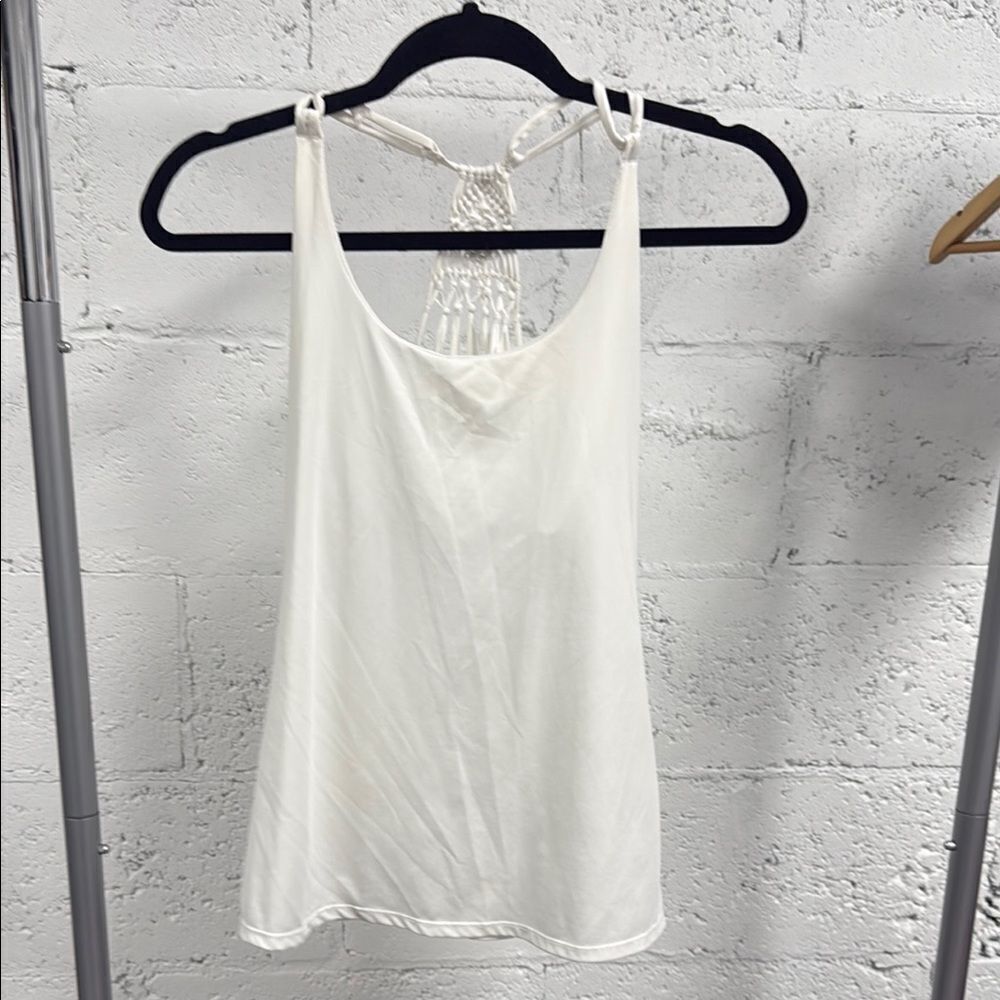 White Atheltic Racerback Women's Tank - LUCKY IN LOVE - Size Medium